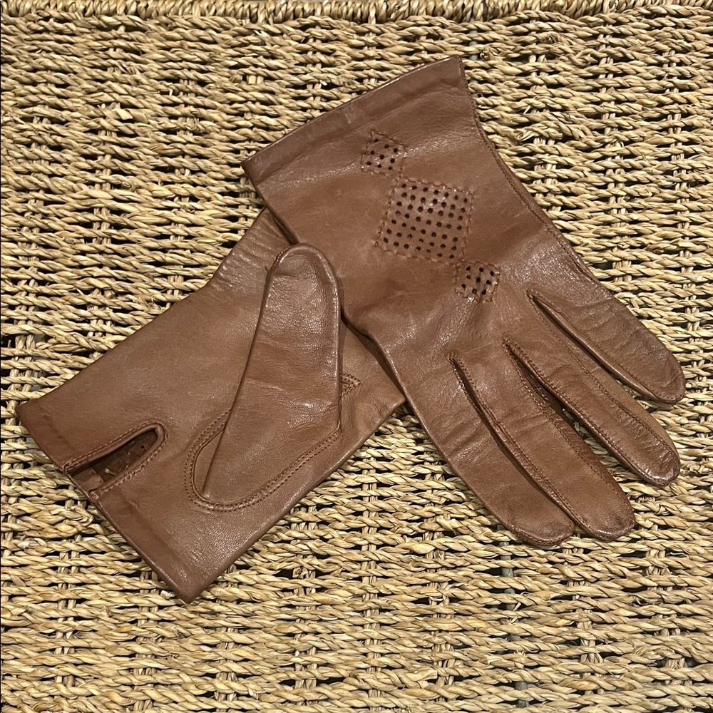 Vintage Brown Lamb Leather Gloves